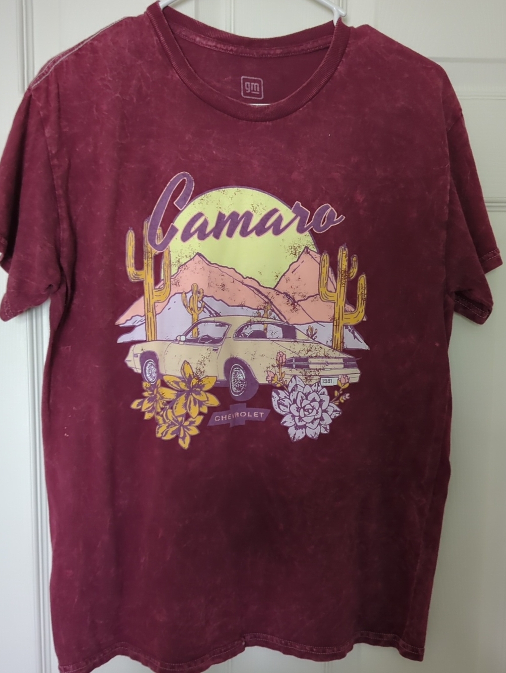 General Motors Camaro Graphic Tee - Burgundy with Yellow Accent
